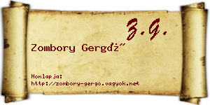 Zombory Gergő névjegykártya